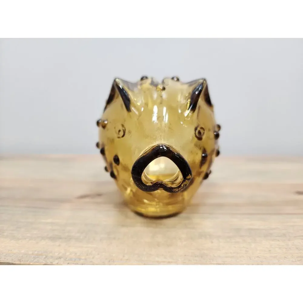 Holmegaard Jacob Bang Scandinavian Amber Pig Piggy Bank MCM Vintage Hobnail